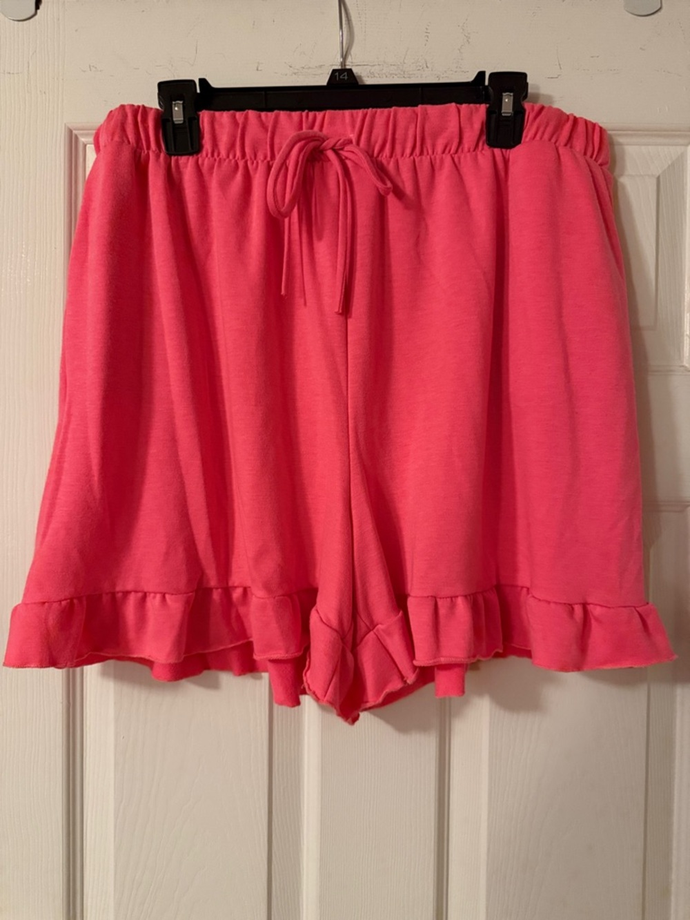 High-Rise Pink Ruffle Hem Drawstring Shorts